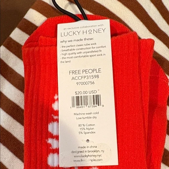 Free People Striped Brown and White Sweatshirt with Socks - Picture 3 of 4